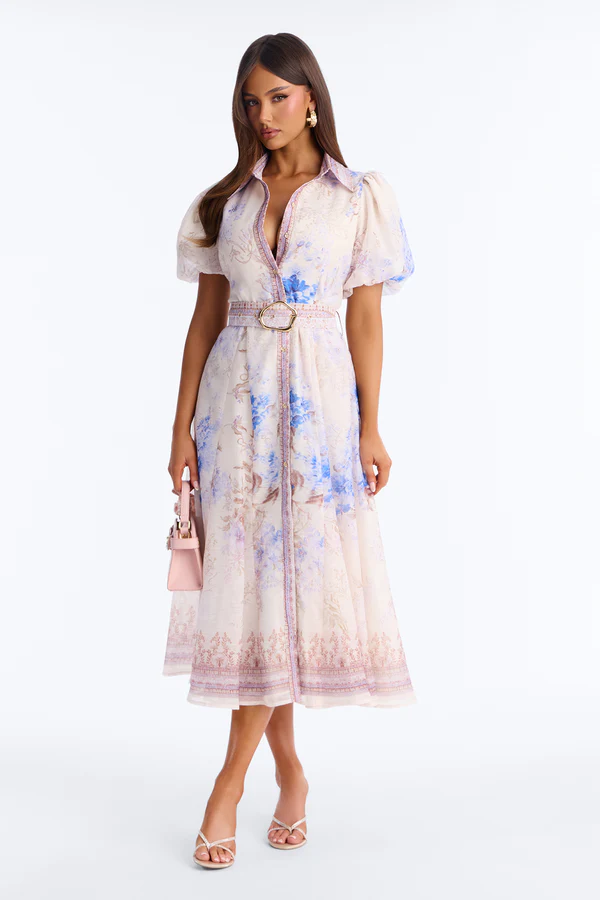 Robe chemise mi-longue fleurie