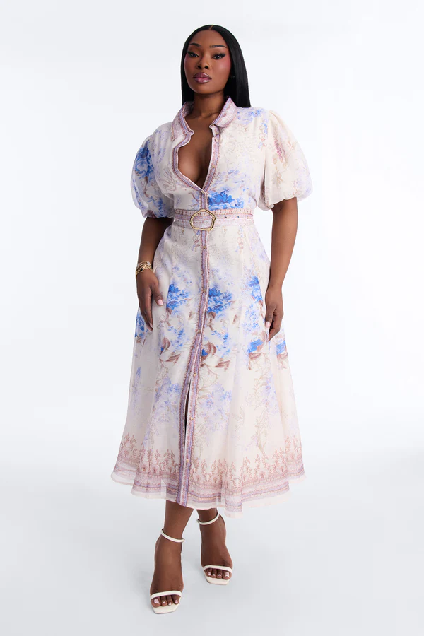 Robe chemise mi-longue fleurie – Image 2