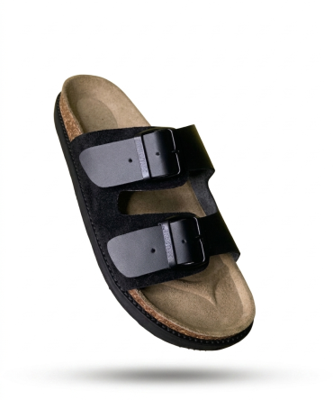 Sandales artisanales à double boucle – Noir | SAKKE