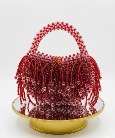 Le Sac Bijou "Passion" – Rouge Rubis & Franges Perlées